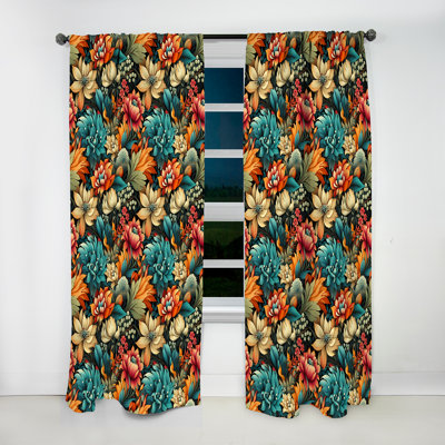 Fleurs Boho Dreams - rideau floral - rideau damas obscurcissant - 1 panneaux