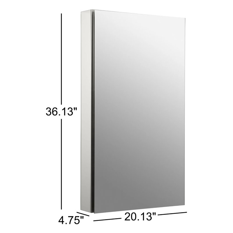 Catalan® Frameless Medicine Cabinet with Adjustable Shelves, 36.13" H x 20.13" W x 4.75" D