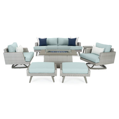 Ehrenfried Premium All-Weather Wicker 5 - Person Patio Conversation Set with Sunbrella® Cushions