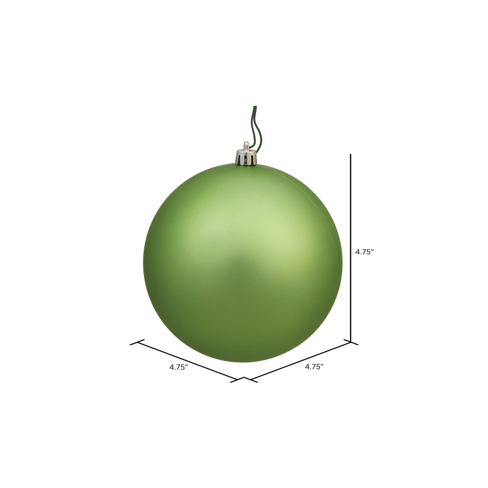 Christmas Ball Ornament, 4.75" H x 4.75" W x 4.75" D, Matte Celadon
