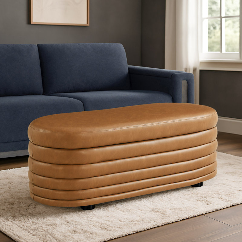 Banc coffre ottoman Burbach de 127 cm de large en similicuir