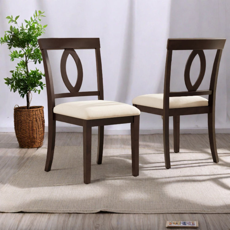 Ensemble de 4 chaises de salle à manger rembourrées Comfort, Bois brun foncé