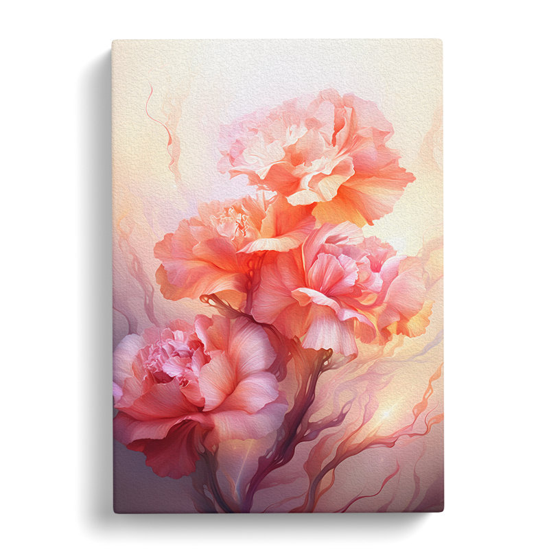 Carnation Flower Futurism - Wrapped Canvas Print, 60cm H x 40cm W x 3cm D