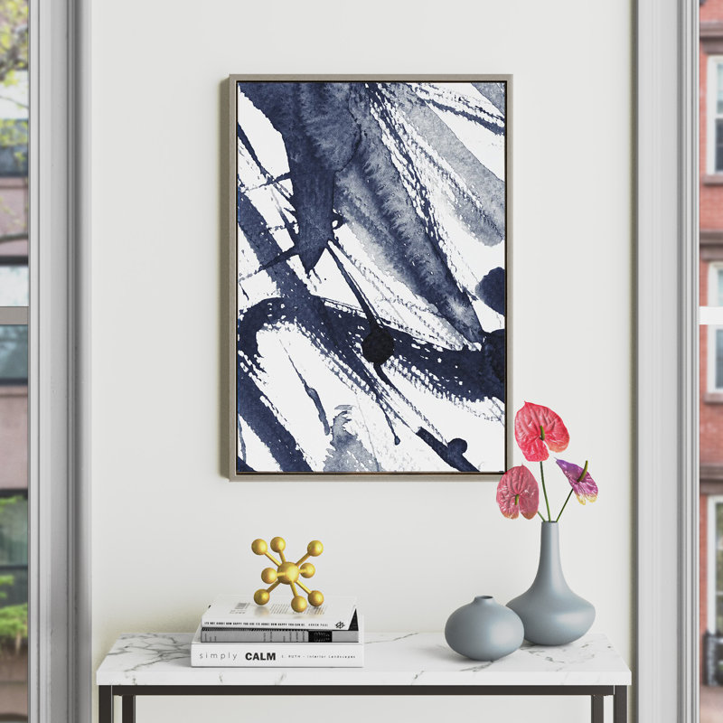 "Indigo Watercolor" par Amy Peterson, reproduction d'art sur toile encadrée, H 33 po x l 23 po, Gris