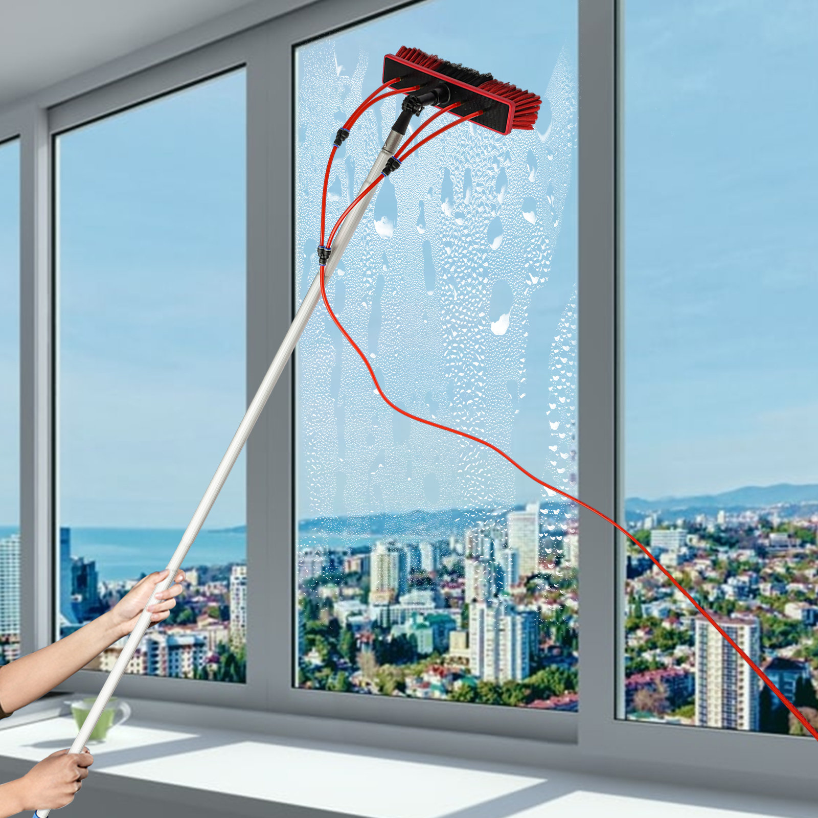 JOYDING Window Washing Kit Cleaning Brush, Water Fed Pole Kit