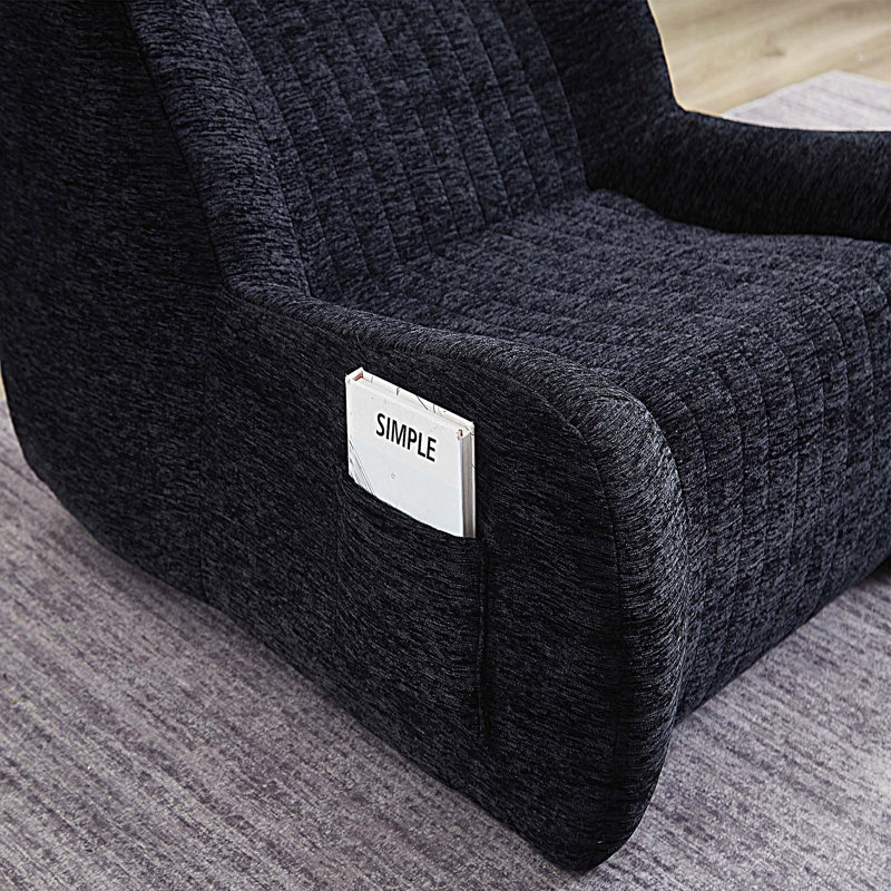 Fauteuil d'appoint surdimensionné avec repose-pieds, Noir