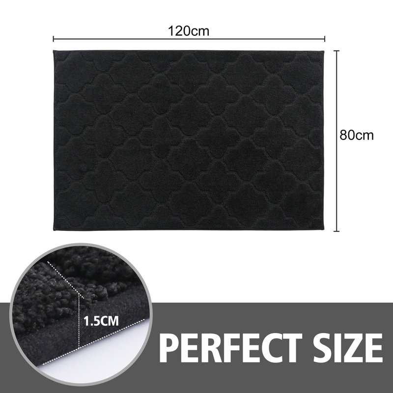 Non-Slip Geometric Doormat, 81.3cm W x 121.9cm L, Black