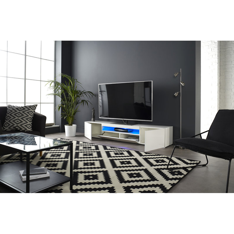 Woodvale 200cm TV Stand Cabinet with Lights for up to 90" TV's, White