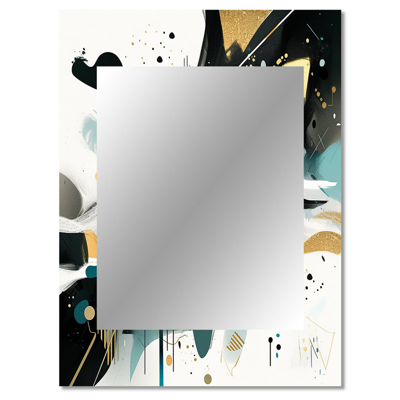 Bleu sarcelle cubiste kaléidoscope III - miroir décoratif cubique, grand miroir mural moderne, impression d'art en métal