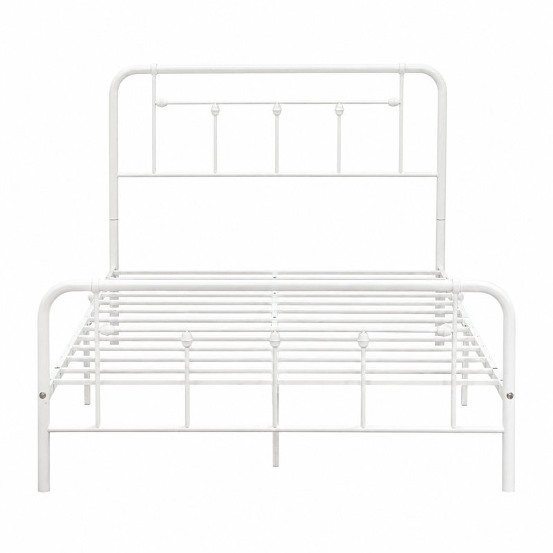 Lit plateforme en métal Nelya, Blanc, Double