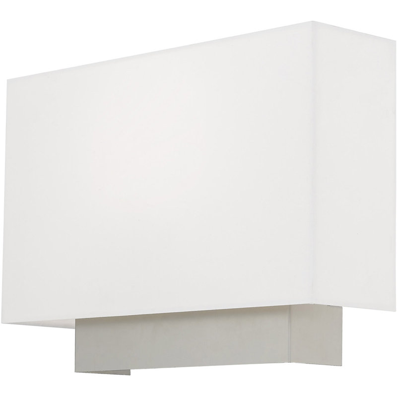 Brushed Nickel Wall Sconce with Off-White Fabric Shade: ADA Compliant & Handcrafted.