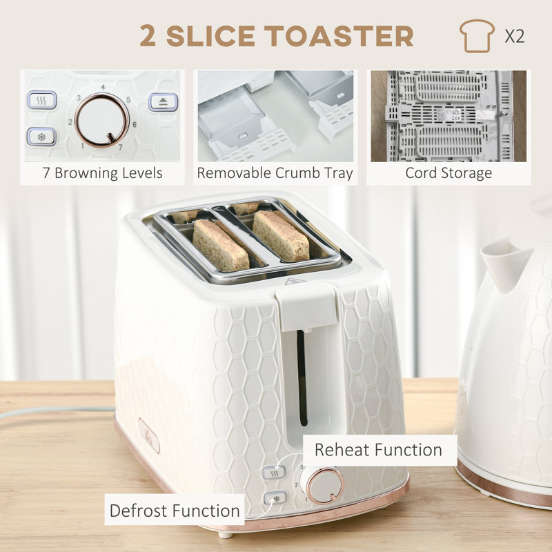 Kettle and Toaster Set, White