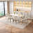 55.11" Modern Cream White Dining Table Set With 6 Chairs For Kitchen, Bar, Living Room-1663940019-1660943062