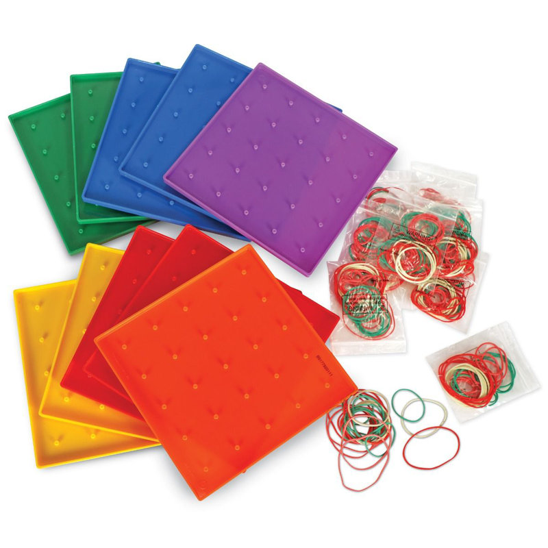 Assorted Color 7" Plastic Geoboards Set of 10
