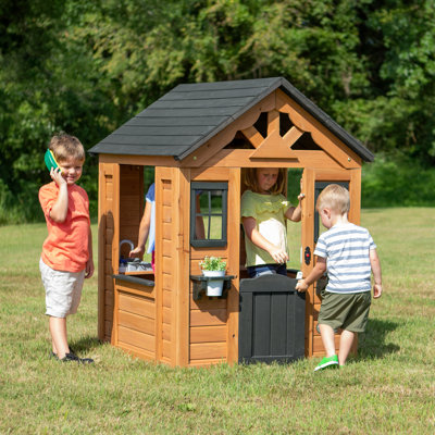 Backyard Discovery Sweetwater Cedar Wood Outdoor Playhouse with Play Kitchen, Snack Window & Working Doorbell