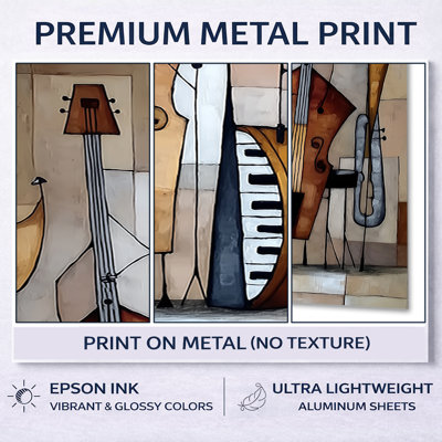 Abstract Jazz Band in New York City – Music 3 Piece Metal Print Wall Art