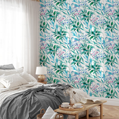 Mint Blue Peel and Stick Wallpaper