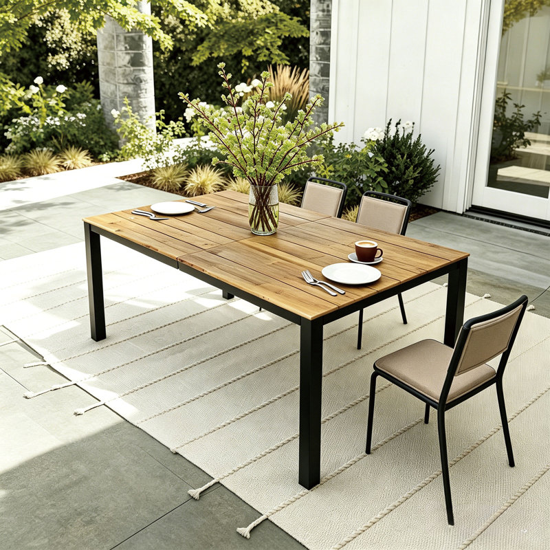 Table de salle à manger en bois d'acacia L 71 pouces, table de patio en bois d'acacia, table de patio en bois d'acacia