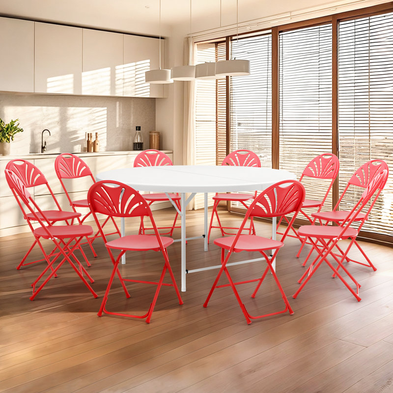 Ensemble de table de salle à manger pliable Laesha, P 60 po x l 60 po x H 29,5 po, Blanc