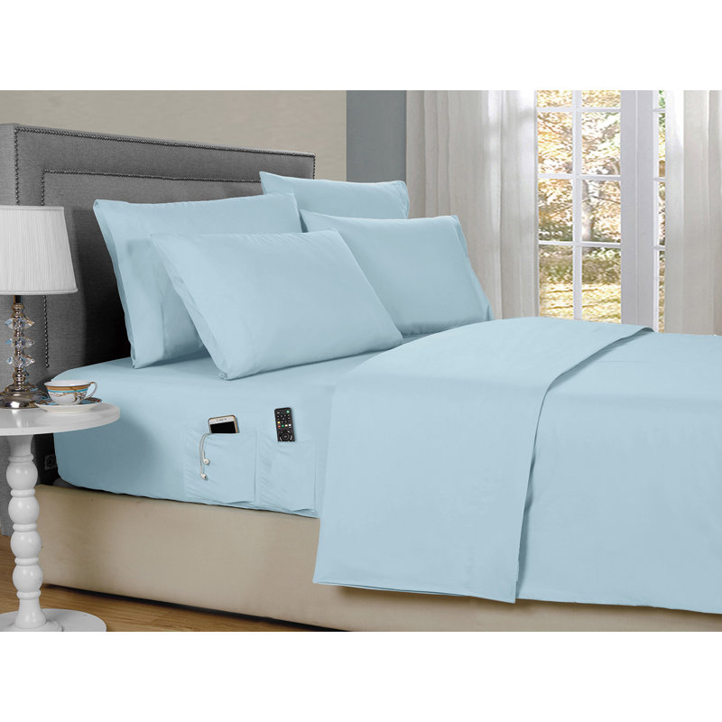 Kathy Ireland 6 Piece Smart Pocket Sheet Set, Aqua, Twin