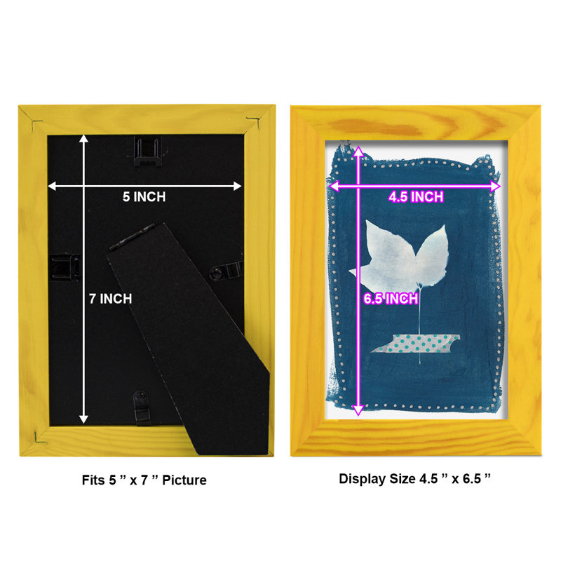 Impression sur cadre simple Cyanorphe Pressed Leaves II, H 8 po x l 6 po x P 1 po, Cadre jaune