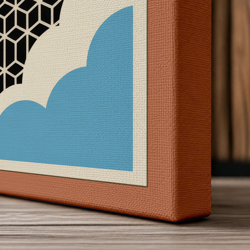 Orange Helicopter Mid-Century 1 Piece Wrapped Canvas Wall Art, 30x20 - 76.2 x 50.8 cm, Terracotta Border