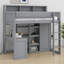 Lit mezzanine en bois avec plusieurs tablettes de rangement et garde-robe-2082226656