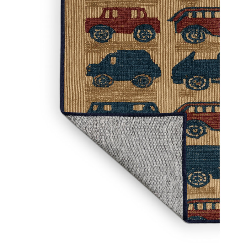 Machine Washable Transportation Purple Area Rug, Square 7'