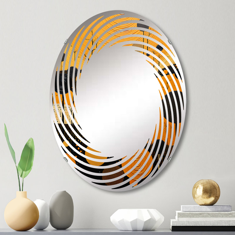 Miroir mural spirale Native Safran et ébène - MIR117050-Ovale, L 20 po x H 30 po