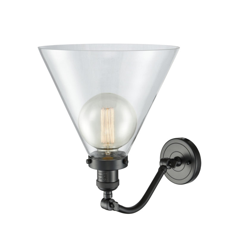 Applique murale 1 lumière Cone, Bronze frotté à l'huile, Clair, Ampoule non incluse