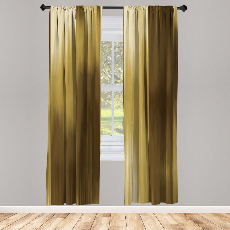 Microfiber Floral Semi-Sheer Rod Pocket Curtain Panels, 28" W x 95" L, Brown/Beige