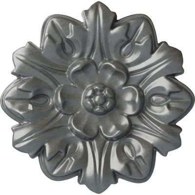 Endurathane Emery Leaf Ceiling Medallion, 7 5/8"OD x 1"P, Hand-Painted Platinum Finish