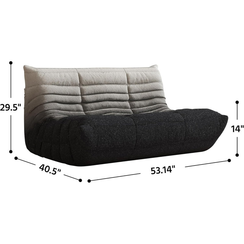 Canapé 3 places à accoudoirs sans accoudoirs, Noir / blanc, 29.5" H x 53.14" W x 40.5" D
