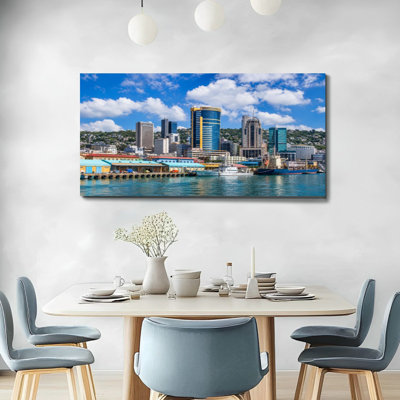 Canvas Wall Art port spain trinidad tobago esplanade pictures Wall Decor for Living Room Bathroom Bedroom Office 20"H x 40"W Art Paintings, Ready to Hang