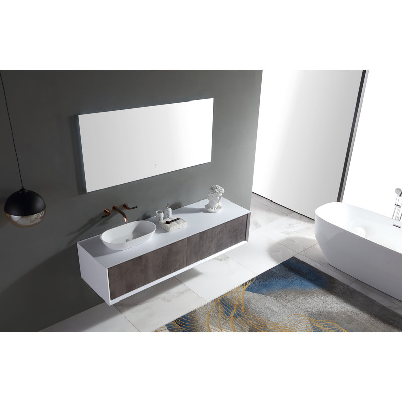 Ensemble de meuble-lavabo double mural de 63 po adetoun
