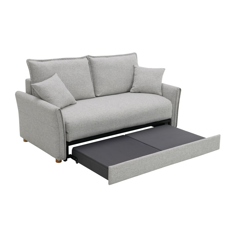 Stylish Gray Chenille Sectional With Pull-Out Sleeper And Storage Facilities Functional