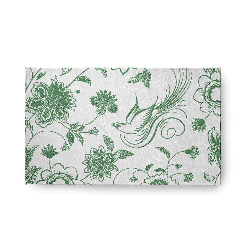Bahja Chenille Floral Indoor / Outdoor Rug, Rectangle 1'6" x 2'6"