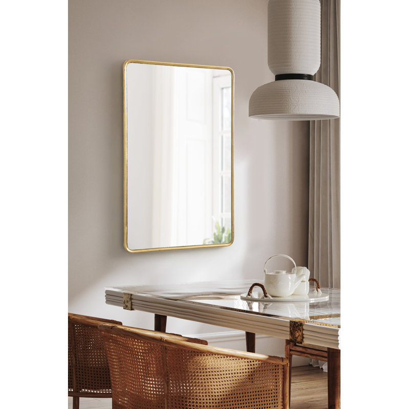 Caskill Framed Radius Rectangle Wall Mirror, 36" x 24", Gold