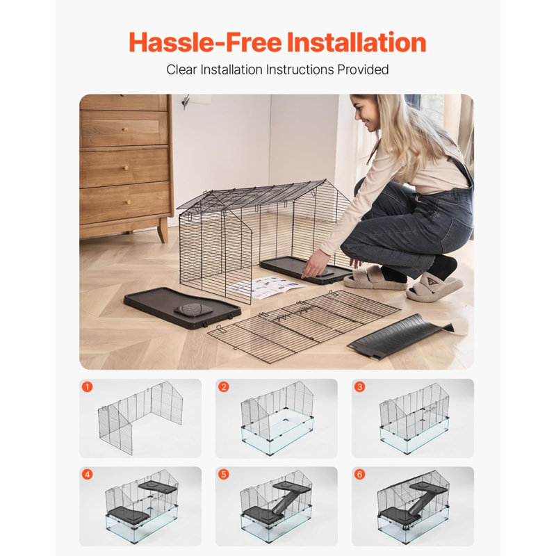 Hamster Cage, 360° Viewing Transparent Hamster Habitats, Small Animal Cage, 29.5 X 17.3 X 24 In, Ventilated Pet Mouse Cages With Water Bottle, Portable Hamster House For Rats, Guinea Pigs/