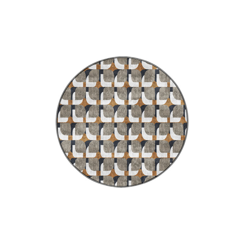 Tapis gris en chenille / polyester tissé à la main Marayah, Rond 7 pi