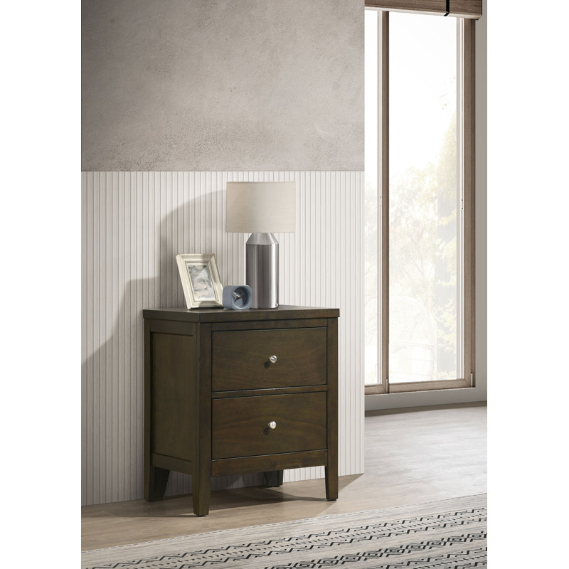 2-drawer Nightstand Bedside Table, Espresso