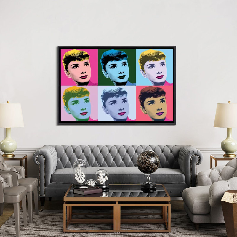 Audrey Hepburn Warhol Sabrina par radio Days-impression d’art graphique, H 60 po x l 40po x P 1,5 po, Pas de tapis