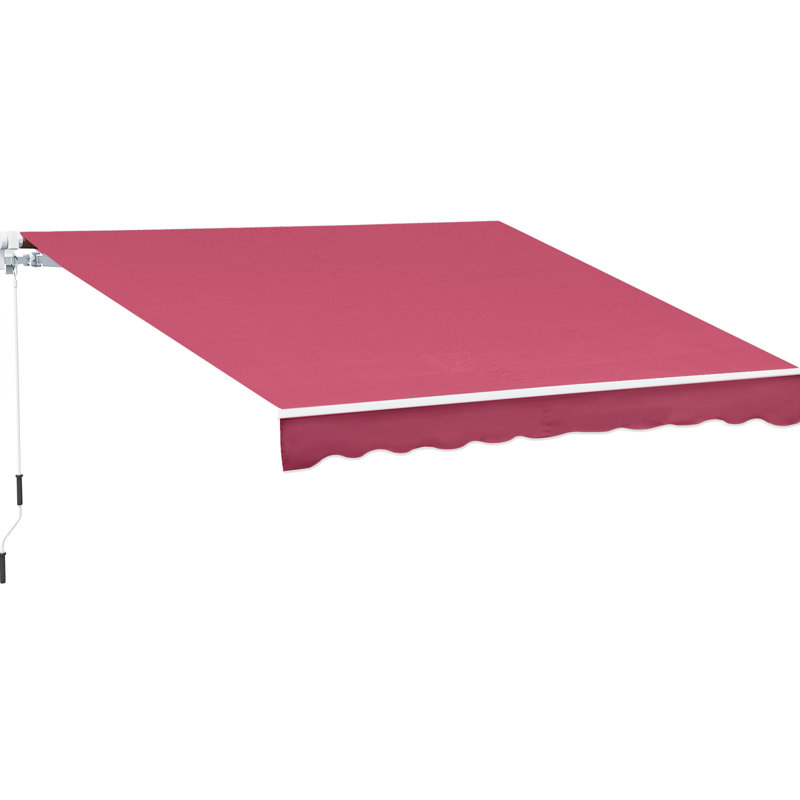 Auvent de patio 10 pi x 8 pi rouge et tissu aquatique avec cadre en aluminium et rétraction manuelle pour terrasse, balcon, cour rouge 8 pi, manivelle