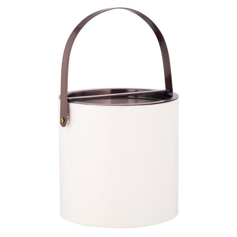 Seau à glace en similicuir Senetta, Blanc / bronze huilé