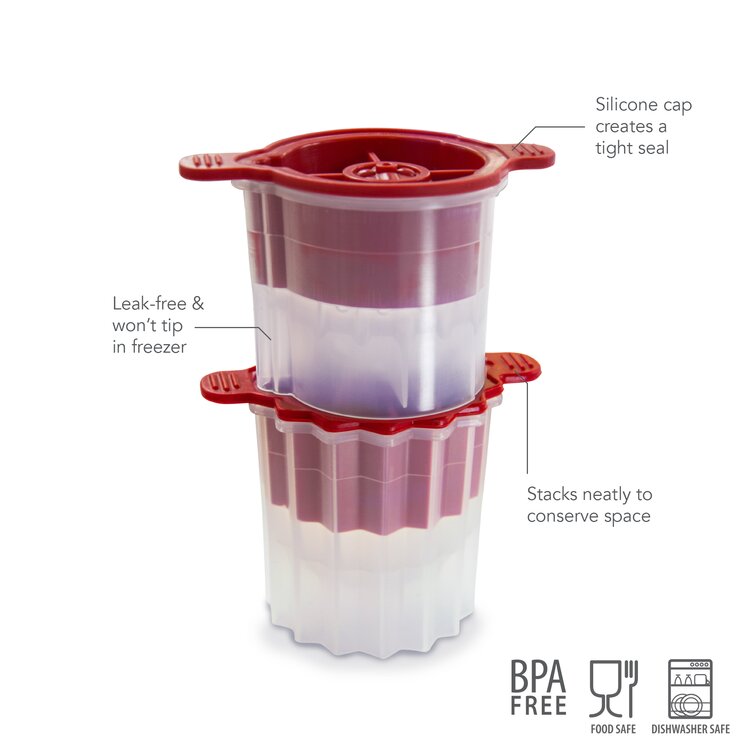 Cup Soup Cubes Freezer Tray with Lid Silicone Freezer Containers Cranberry  2 Pcs