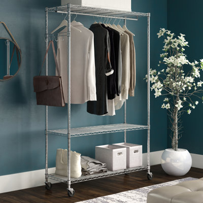 Bevill 48'' Metal Rolling Clothing Rack