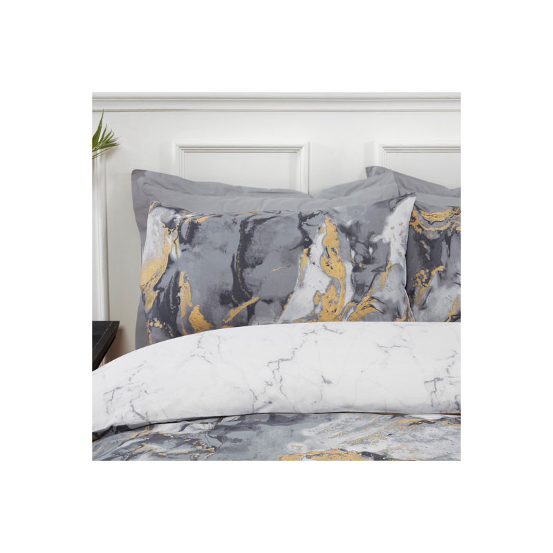 Kinley Polyester Abstract Duvet Cover Set with Pillowcases Included, Single - 1 Standard Pillowcase, Charcoal