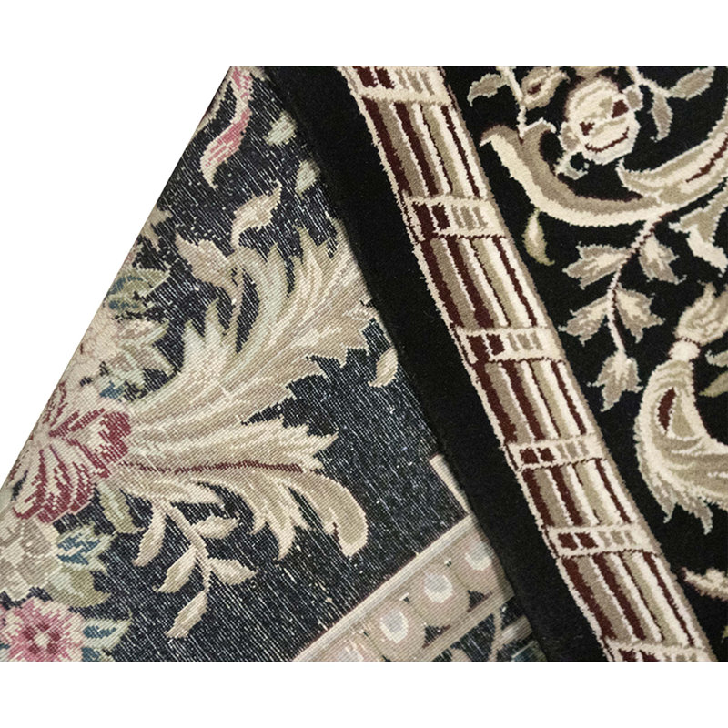 High-Quality Hand-Knotted Black Area Rug