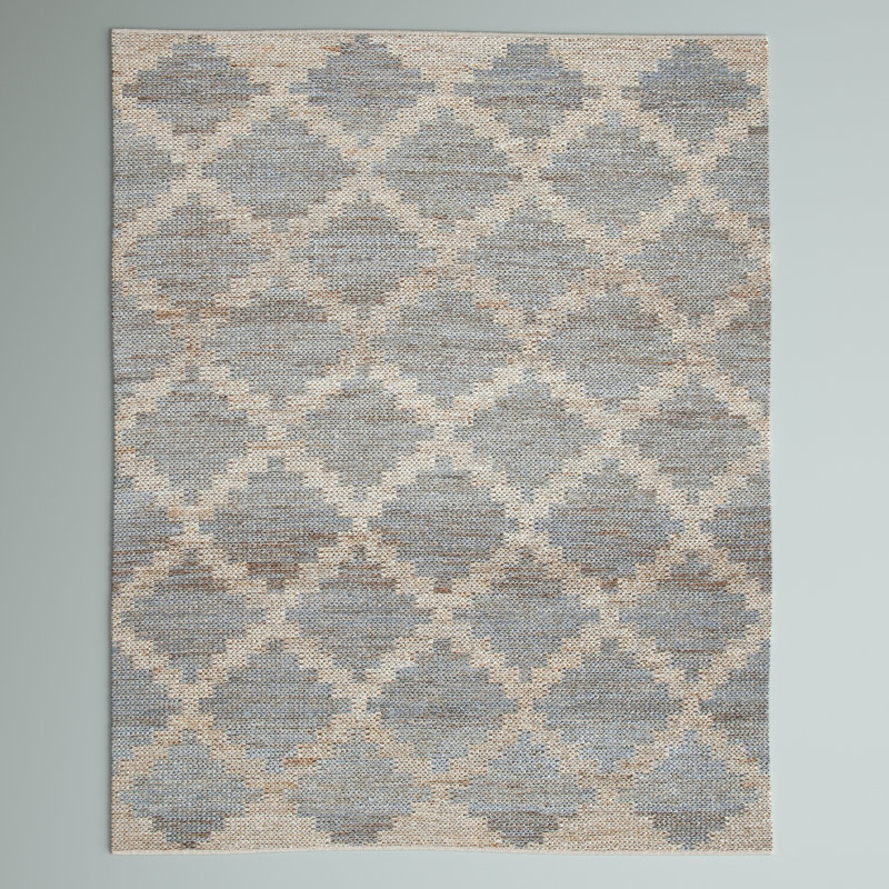 Adeli Geometric Handmade Flatweave Jute Natural/Gray Area Rug, Rectangle 5' x 8'