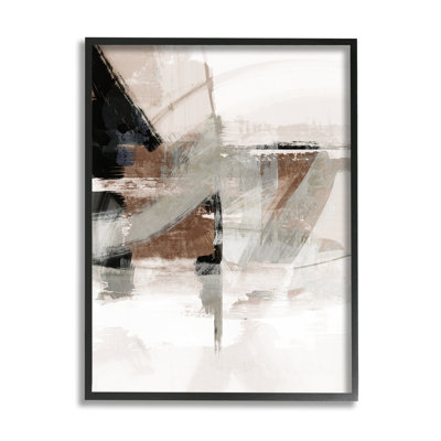 Stupell Industries Urban Complex Industrial Abstract By Nina Blue - Floater Frame Painting On Wood In Midnight Black Framed Giclee